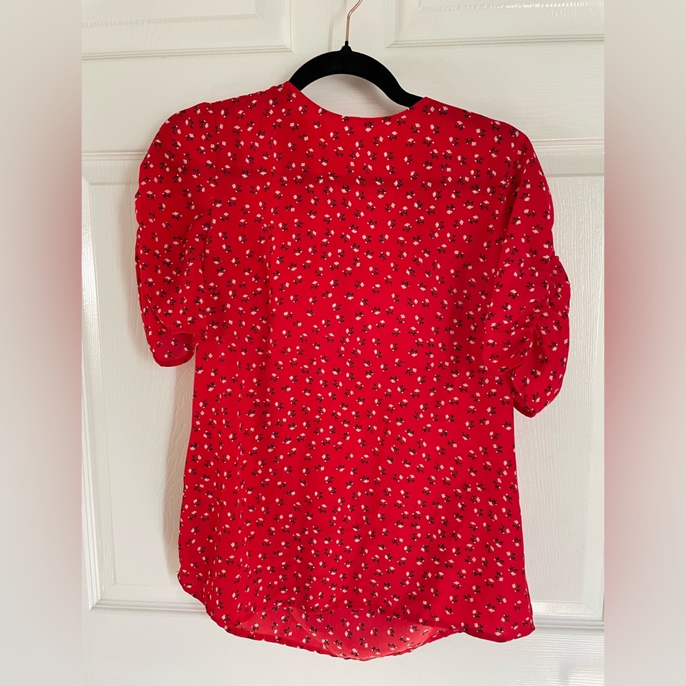 Allegra K Red Floral Blouse